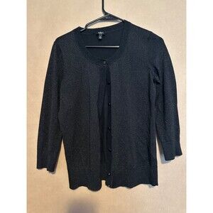 Ladies Beautiful Talbots Shimmer Metallic Cardigan Small Black